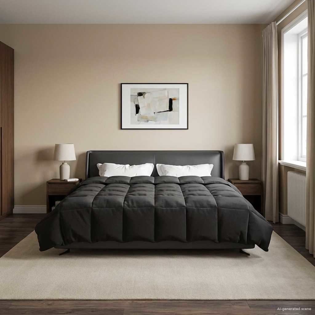 Piumone Invernale 220 x 260 cm Inverno Nero Traspirante