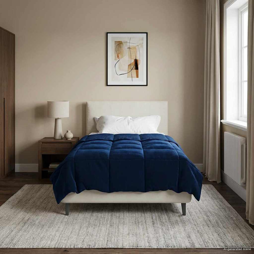 Piumone Invernale 135 x 200 cm Inverno Blu Scuro Traspirante