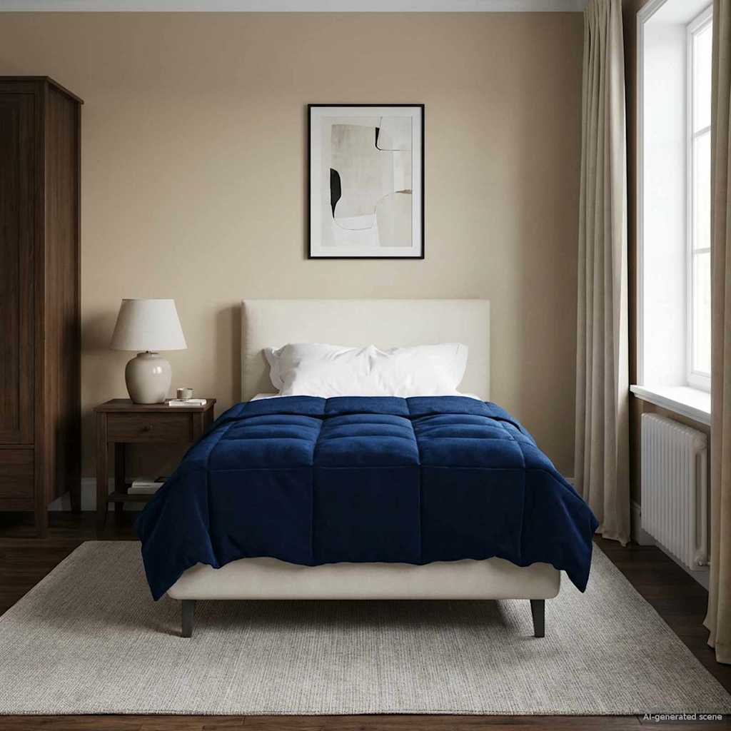 Piumone Invernale 155 x 200 cm Inverno Blu Scuro Traspirante