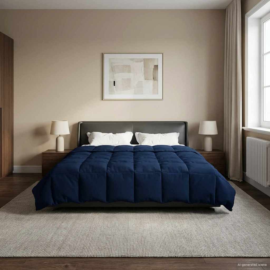 Piumone Invernale 200 x 200 cm Inverno Blu Scuro Traspirante