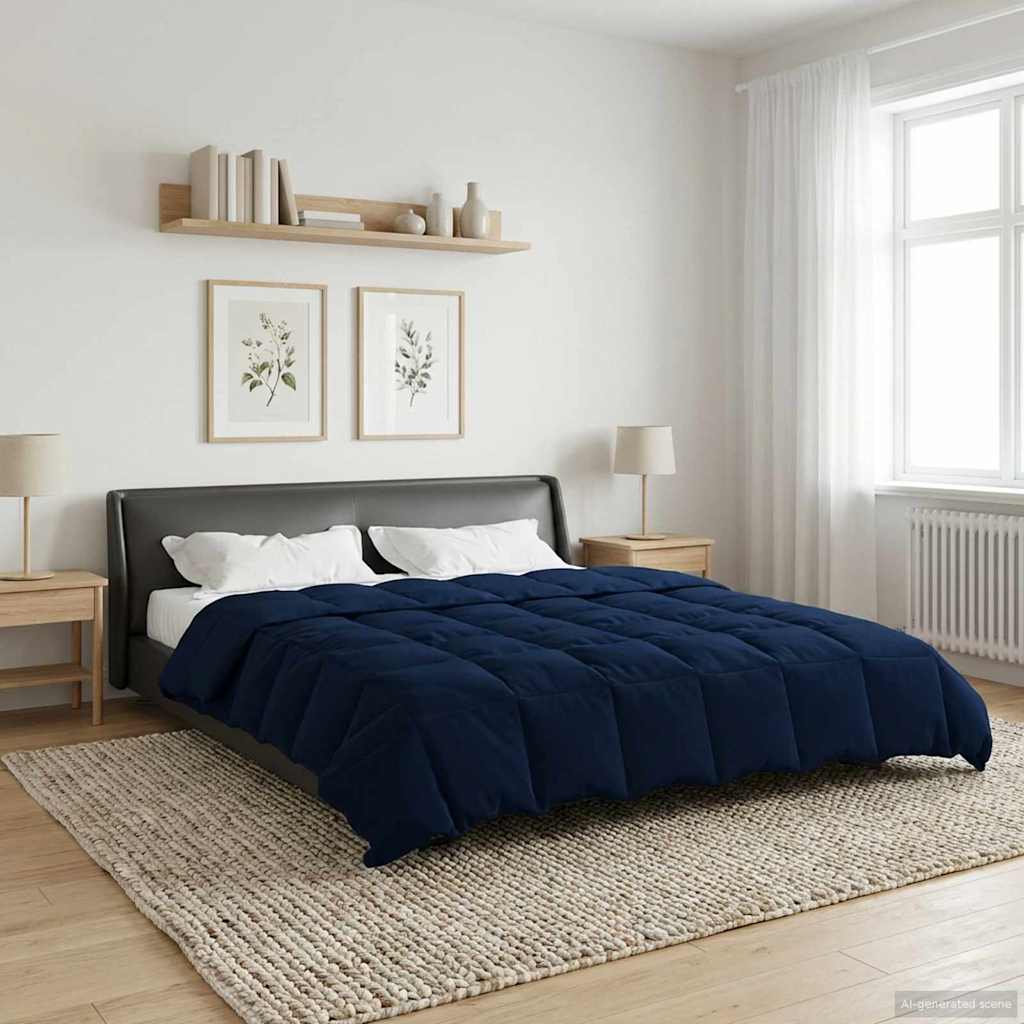 Piumone Invernale 220 x 240 cm Inverno Blu Scuro Traspirante