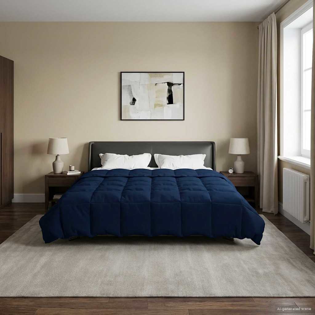 Piumone Invernale 220 x 240 cm Inverno Blu Scuro Traspirante