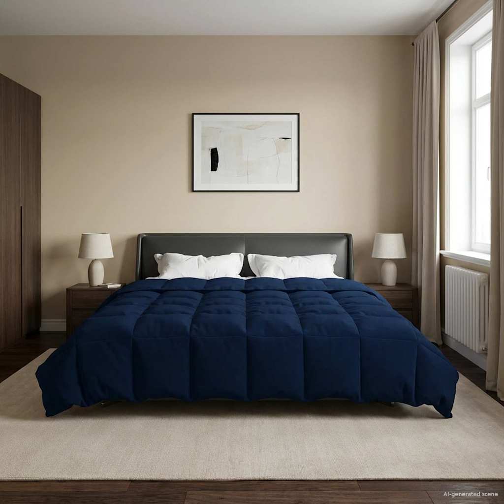 Piumone Invernale 240 x 260 cm Inverno Blu Scuro Traspirante