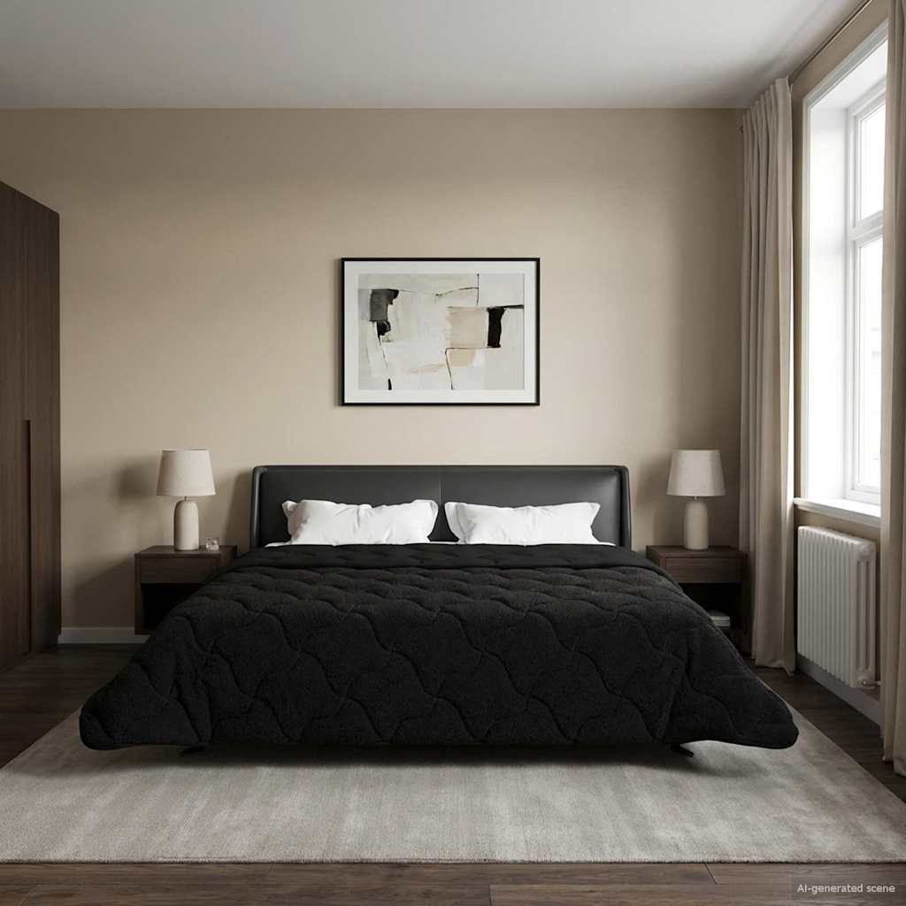 Piumino Letto Estivo 220 x 260 cm Estate Nero Traspirante