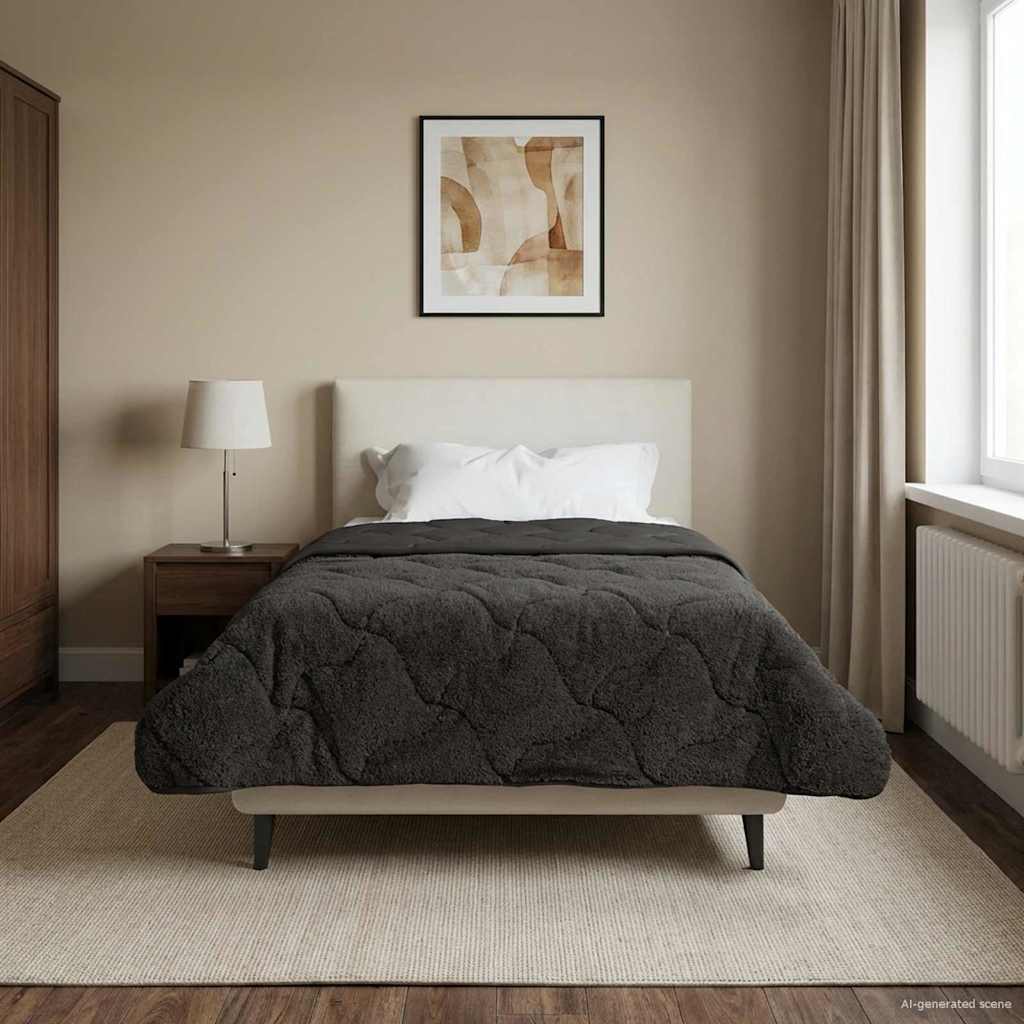 Piumone Invernale 135 x 200 cm Inverno Antracite Traspirante