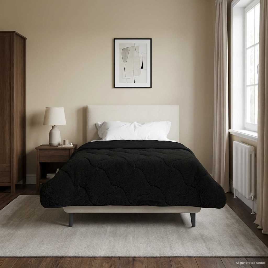 Piumone Invernale 140 x 220 cm Inverno Nero Traspirante