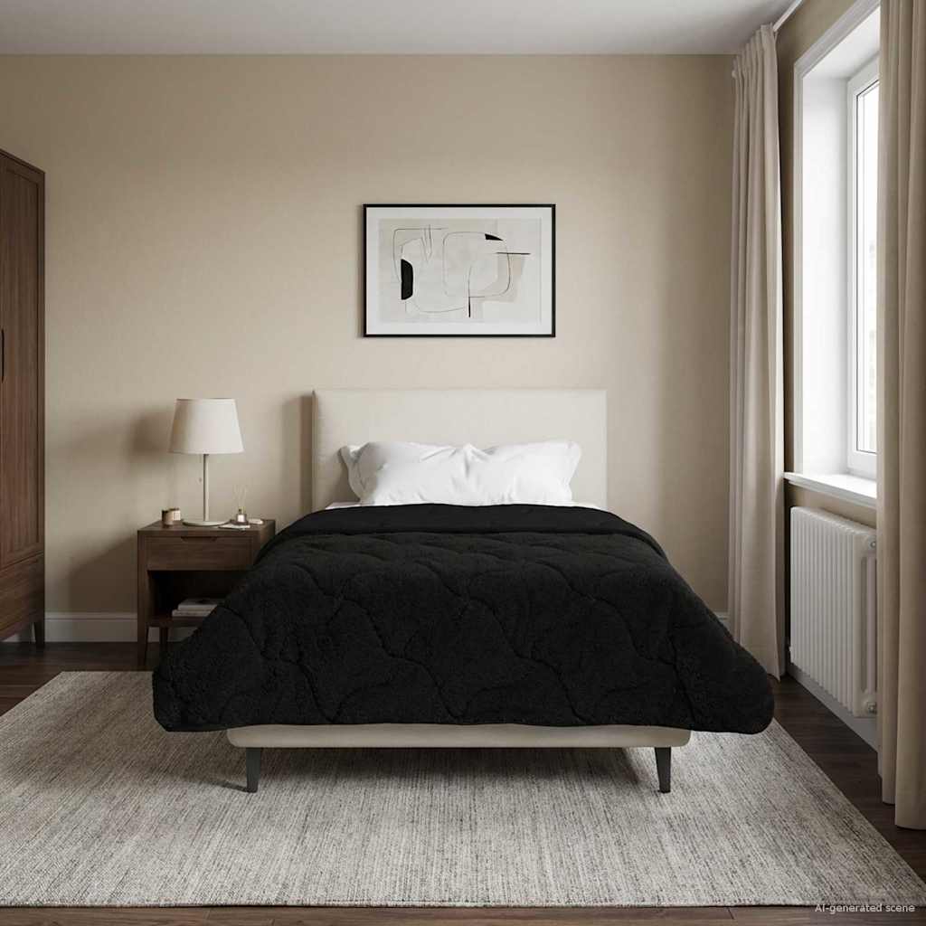 Piumone Invernale 155 x 200 cm Inverno Nero Traspirante