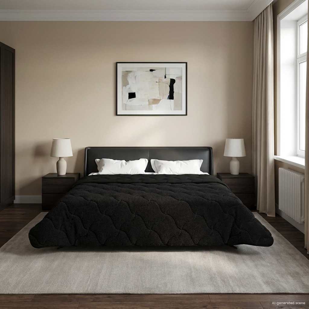 Piumone Invernale 200 x 240 cm Inverno Nero Traspirante