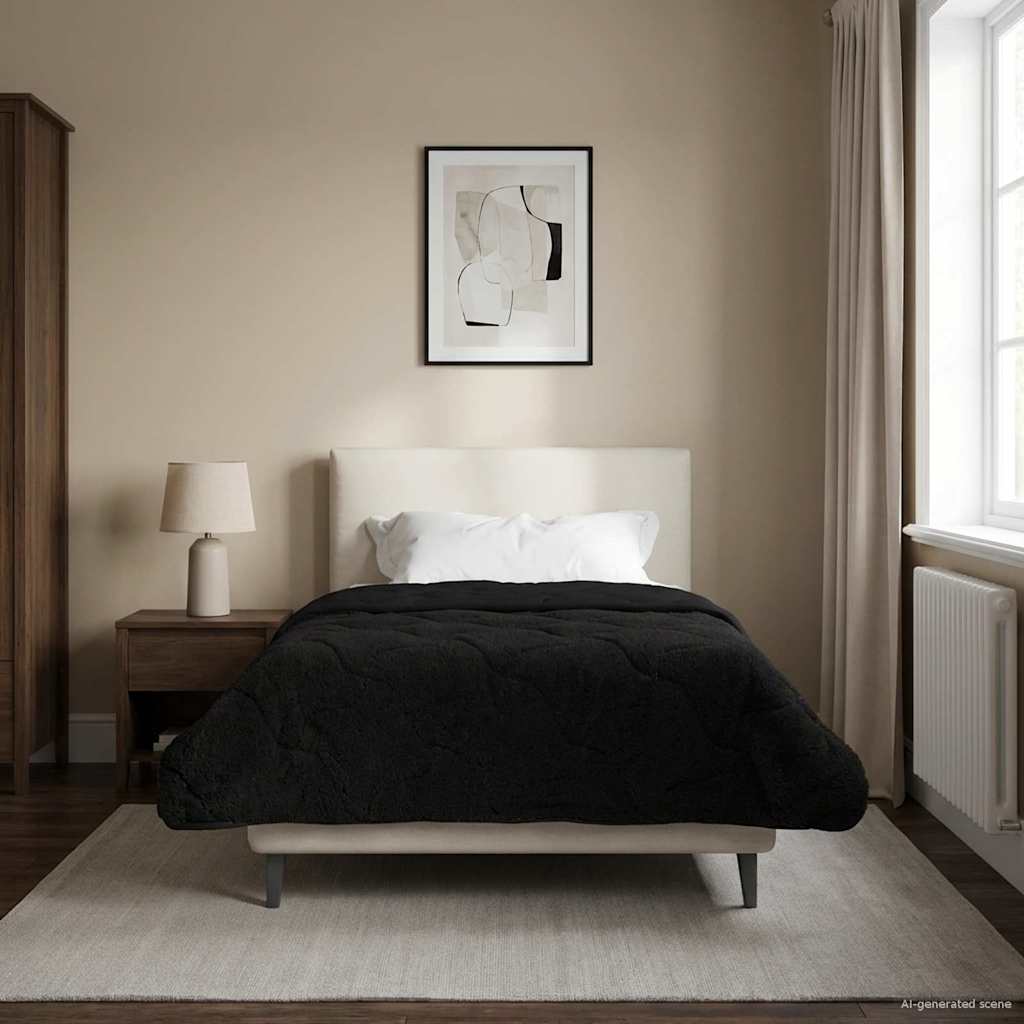 Piumone Invernale 155 x 220 cm Inverno Nero Traspirante