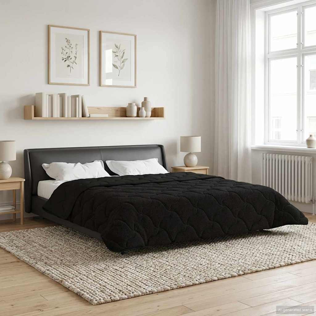Piumone Invernale 220 x 240 cm Inverno Nero Traspirante