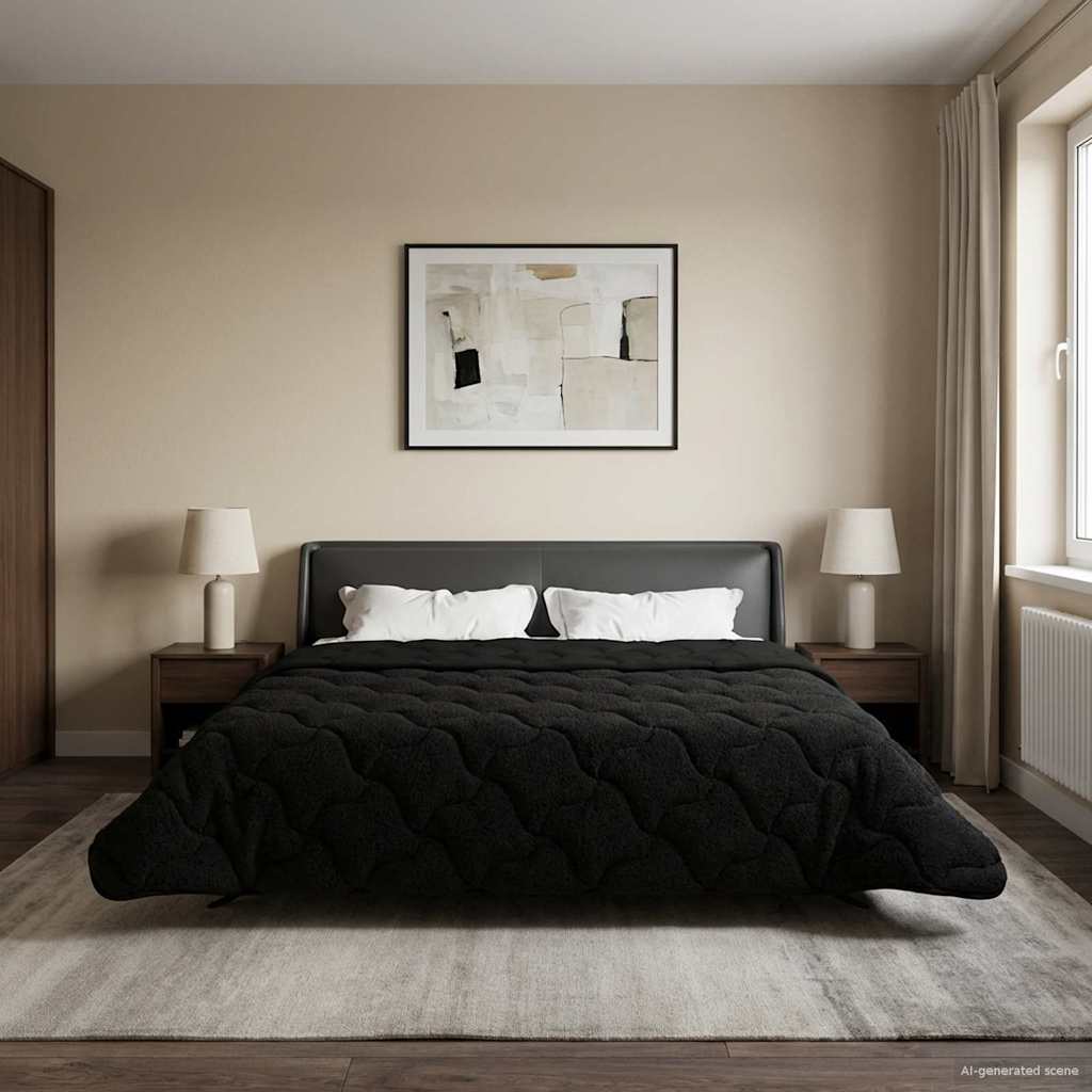 Piumone Invernale 220 x 260 cm Inverno Nero Traspirante
