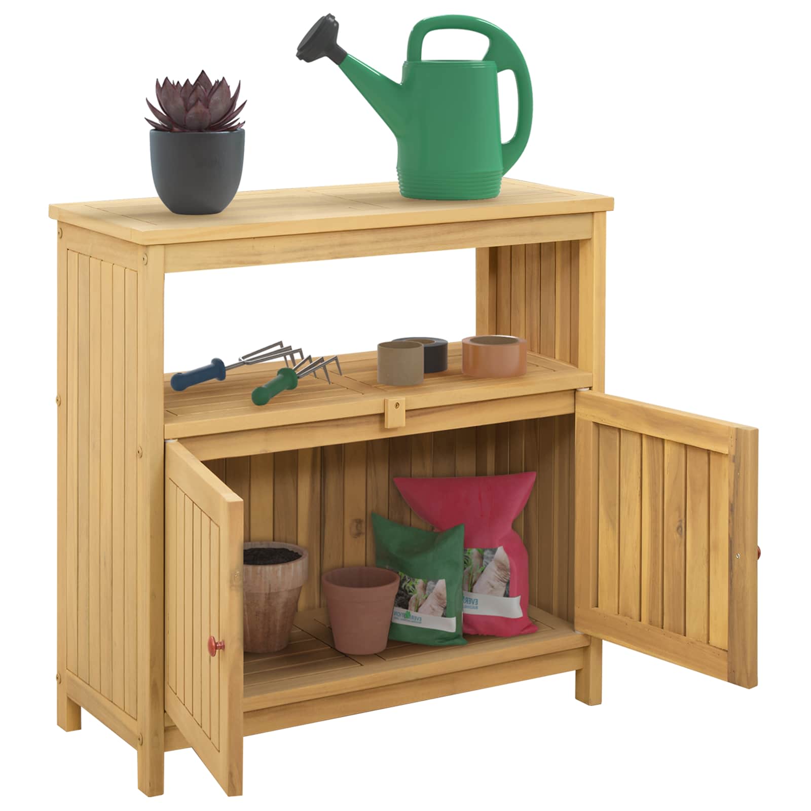 Tavolo consolle da giardino Acacia chiaro 80 x 35 x 75 cm