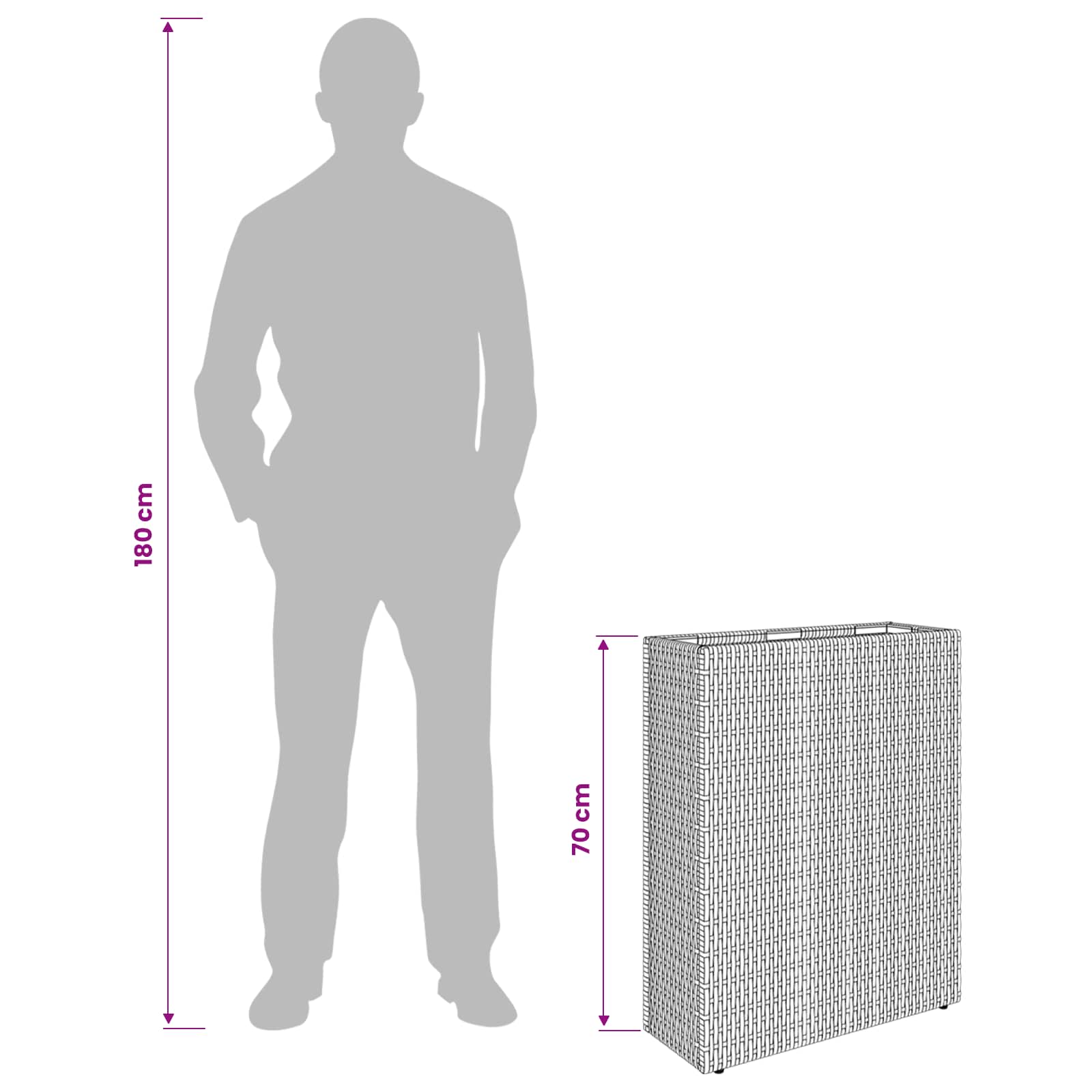 Vasetto alto Nero 55 x 22 x 70 cm polyrattan
