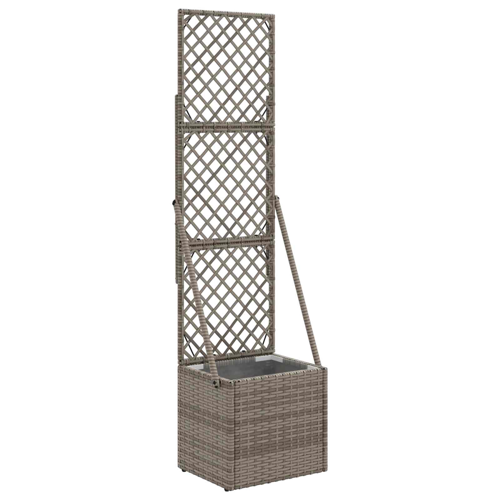 Vaso da Giardino con Trellis Grigio 35 x 30 x 135 cm polyrattan
