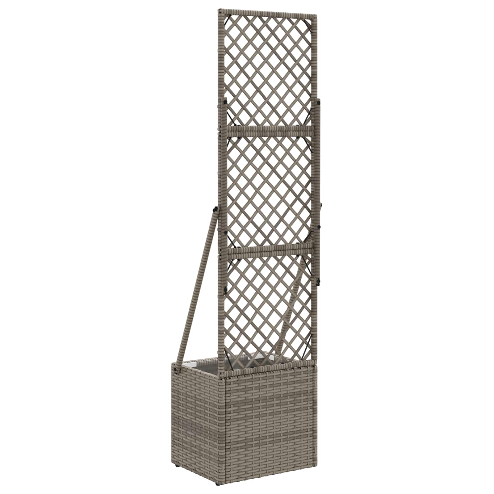Vaso da Giardino con Trellis Grigio 35 x 30 x 135 cm polyrattan