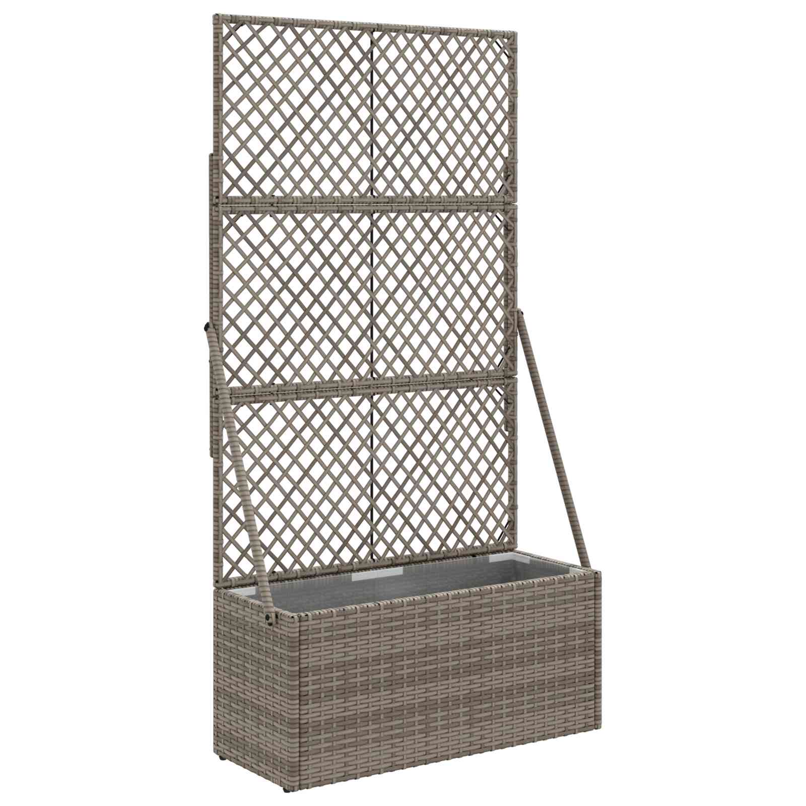 Vaso da Giardino con Trellis Grigio 70 x 30 x 135 cm polyrattan