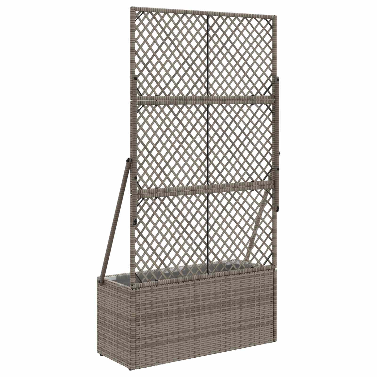 Vaso da Giardino con Trellis Grigio 70 x 30 x 135 cm polyrattan