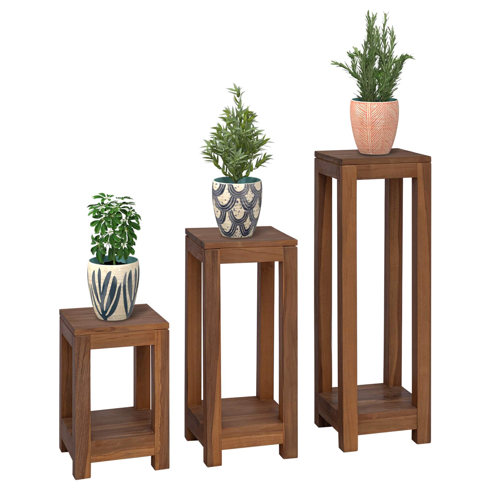 Supporto per piante 3 pz Naturale 25 x 25 x 80 cm