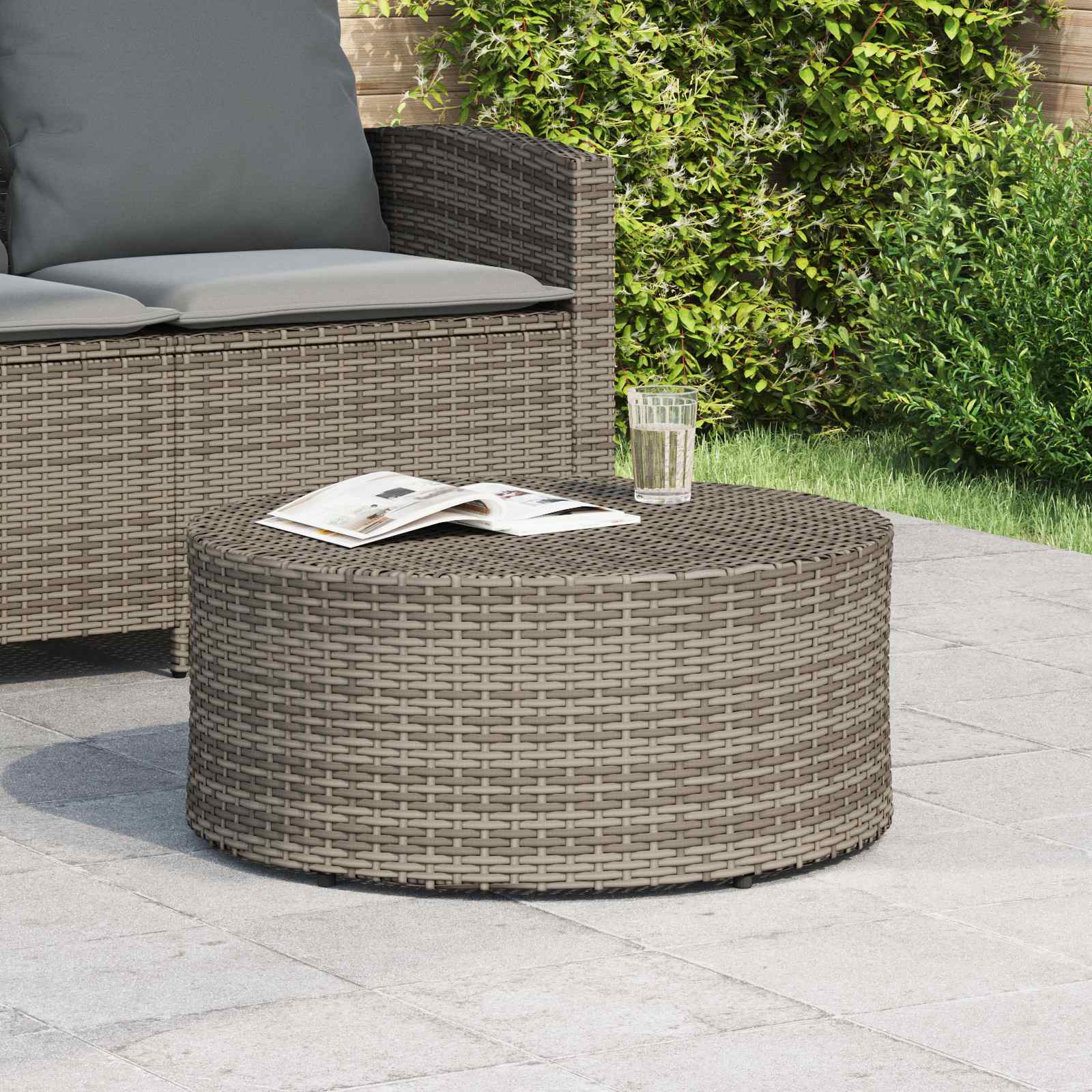 Tavolino da caffè da esterno Grigio Ø 68 x 30 cm polyrattan