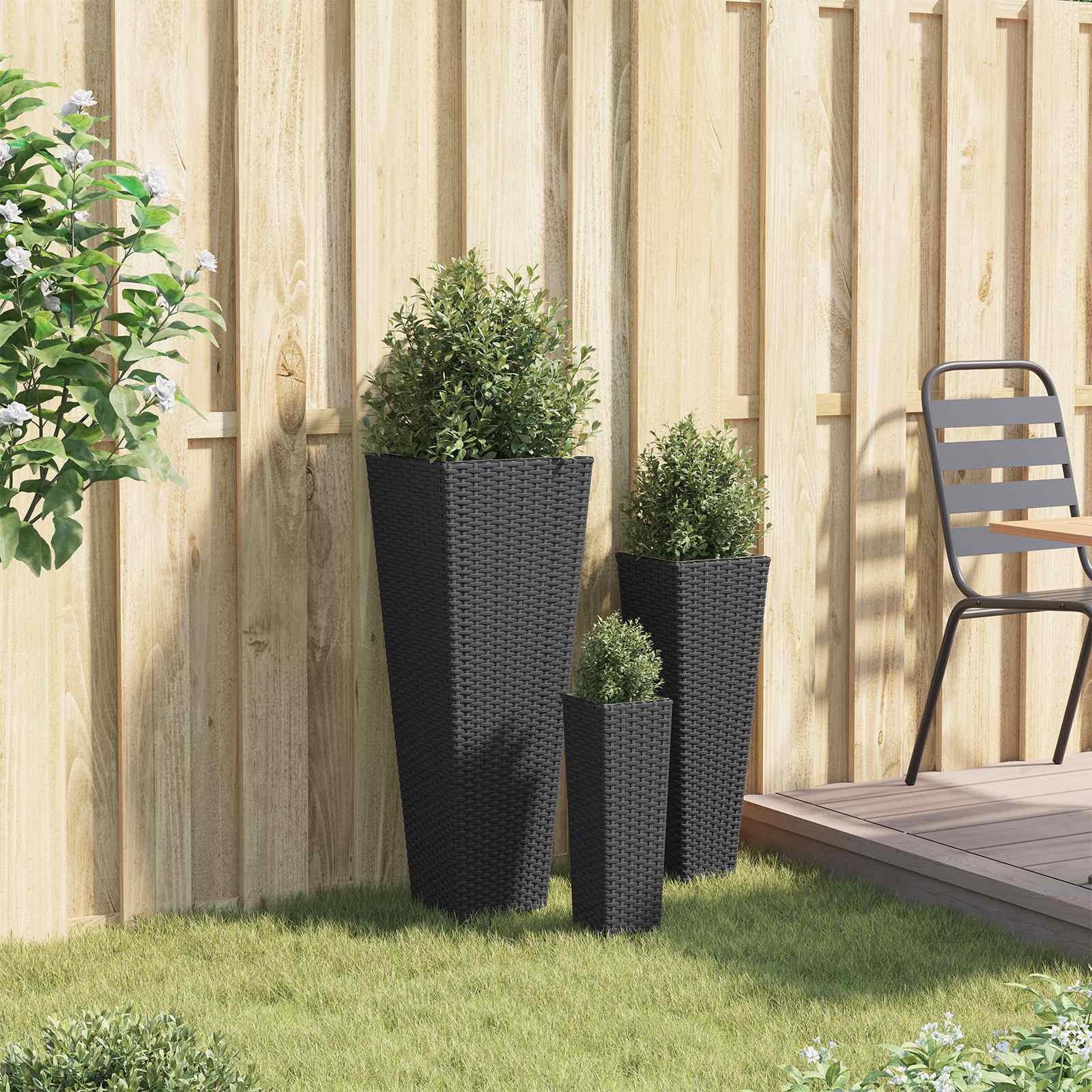 Set da esterno 3 pz Nero 30 x 30 x 80 cm Metallo