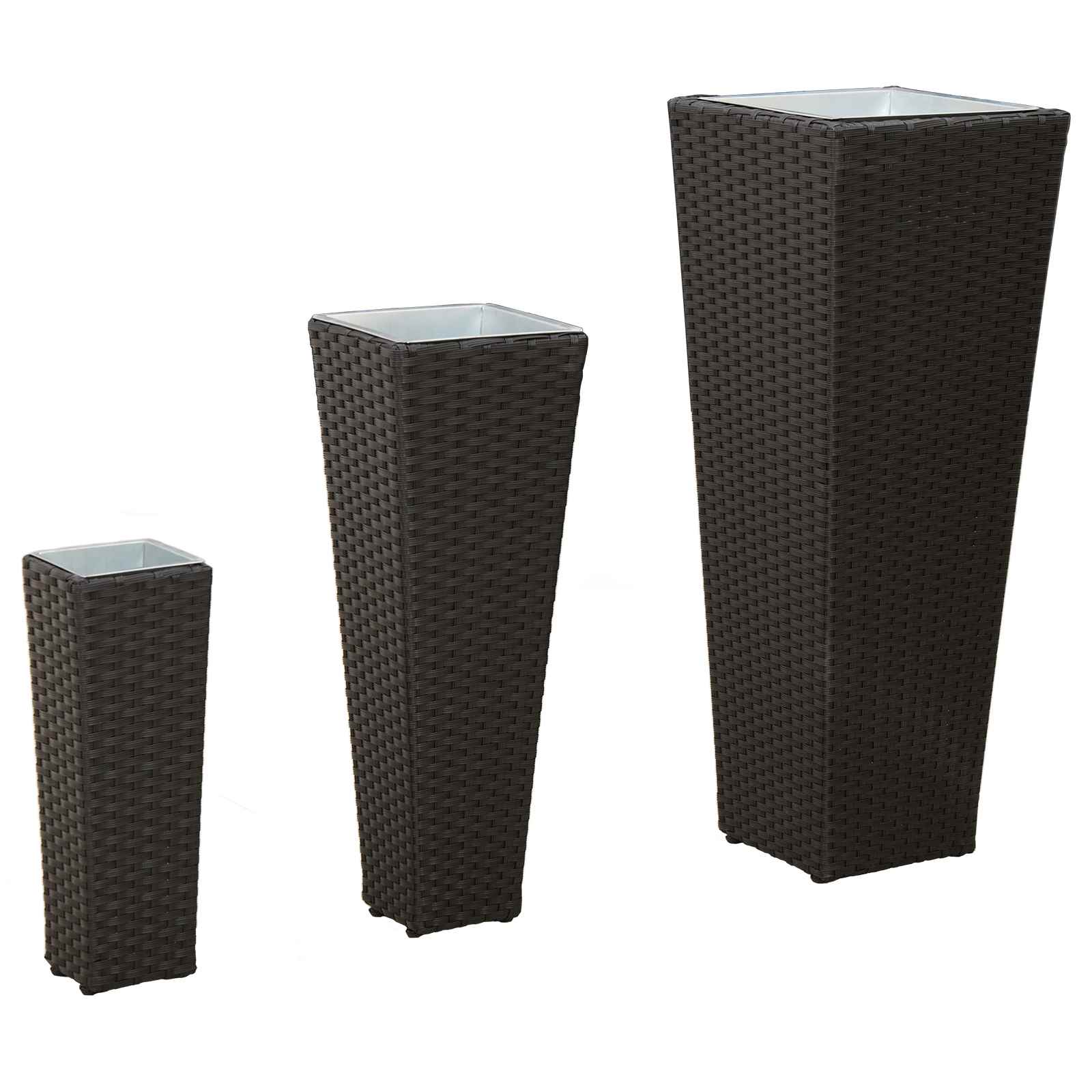 Set da esterno 3 pz Nero 30 x 30 x 80 cm Metallo
