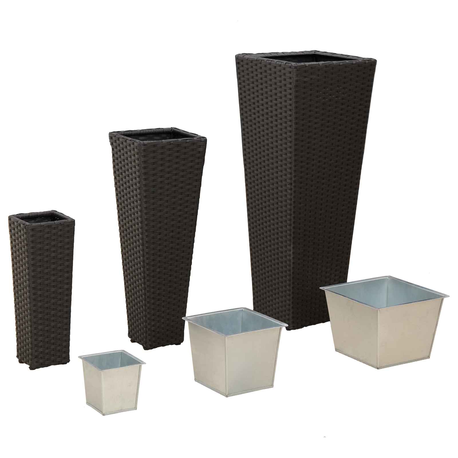 Set da esterno 3 pz Nero 30 x 30 x 80 cm Metallo