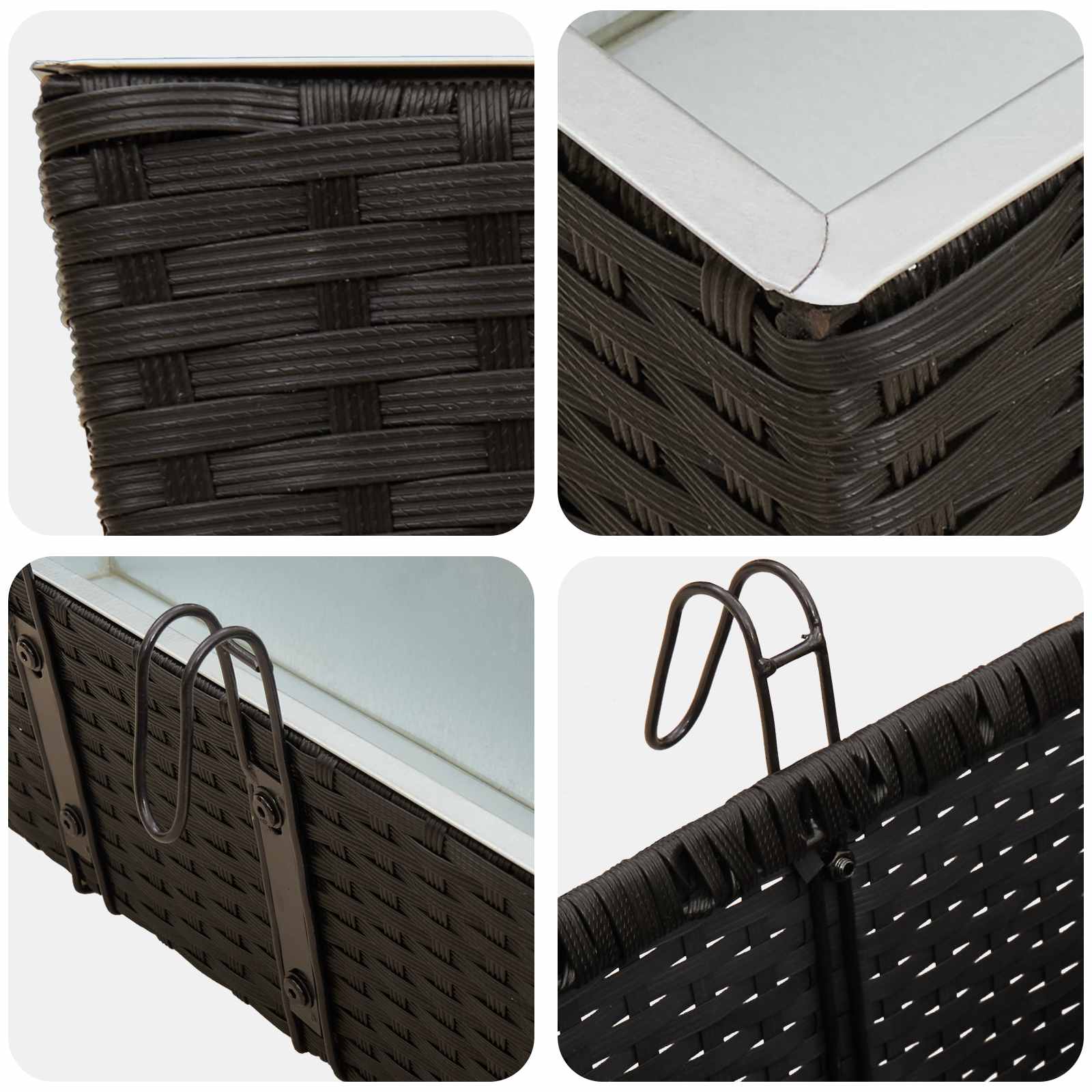 Ringhiera 2 pz Nero 50 x 17 x 17 cm Metallo