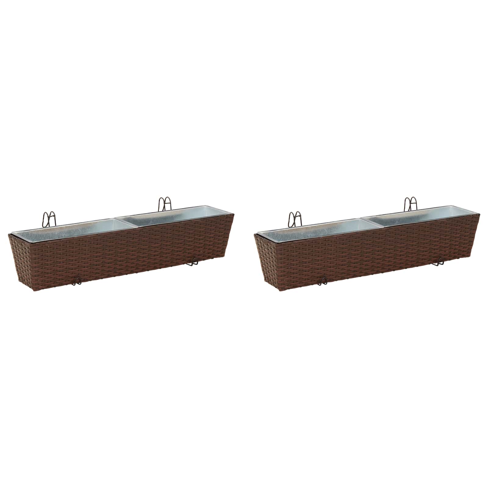 Ringhiera 2 pz Marrone 80 x 17 x 17 cm Metallo