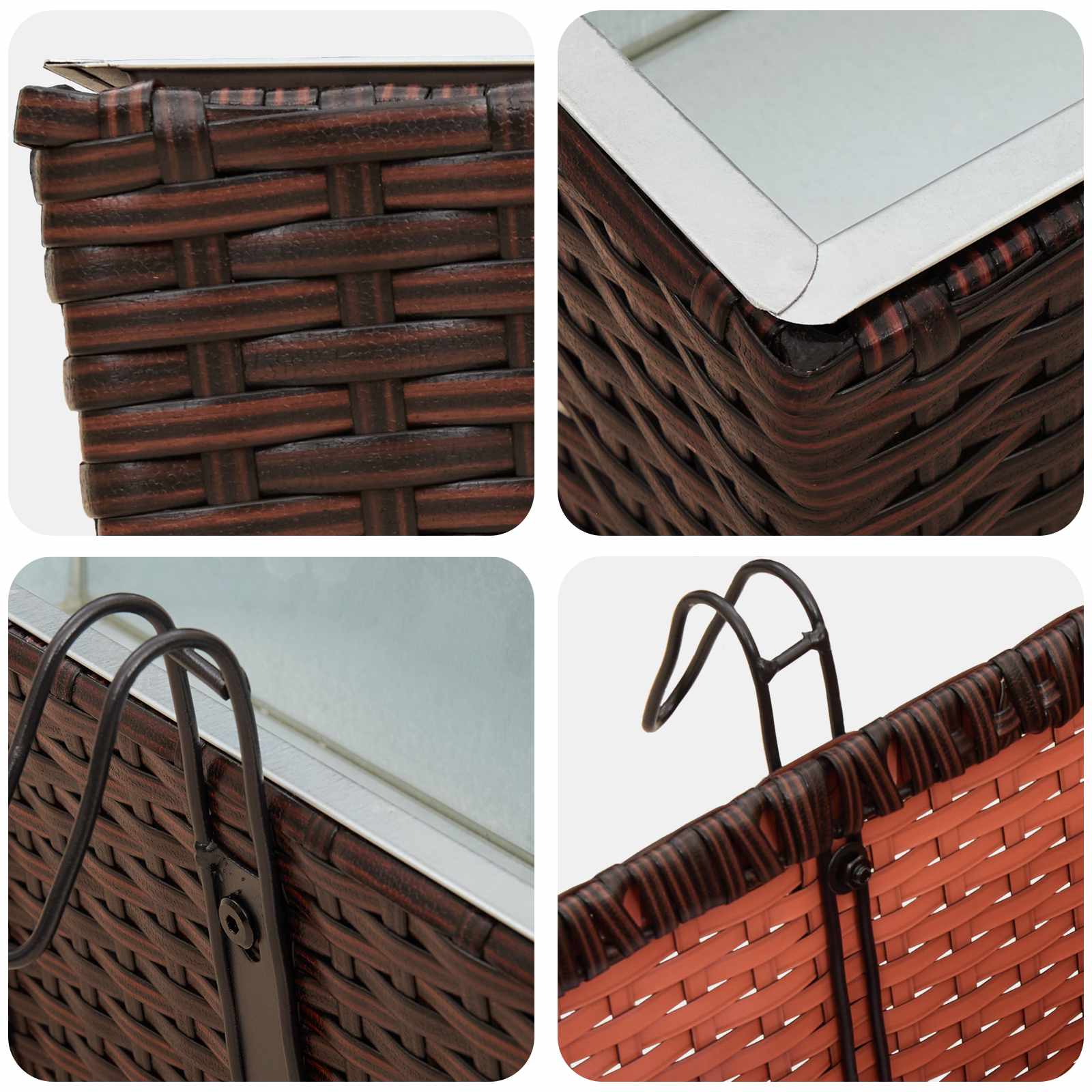 Ringhiera 2 pz Marrone 80 x 17 x 17 cm Metallo
