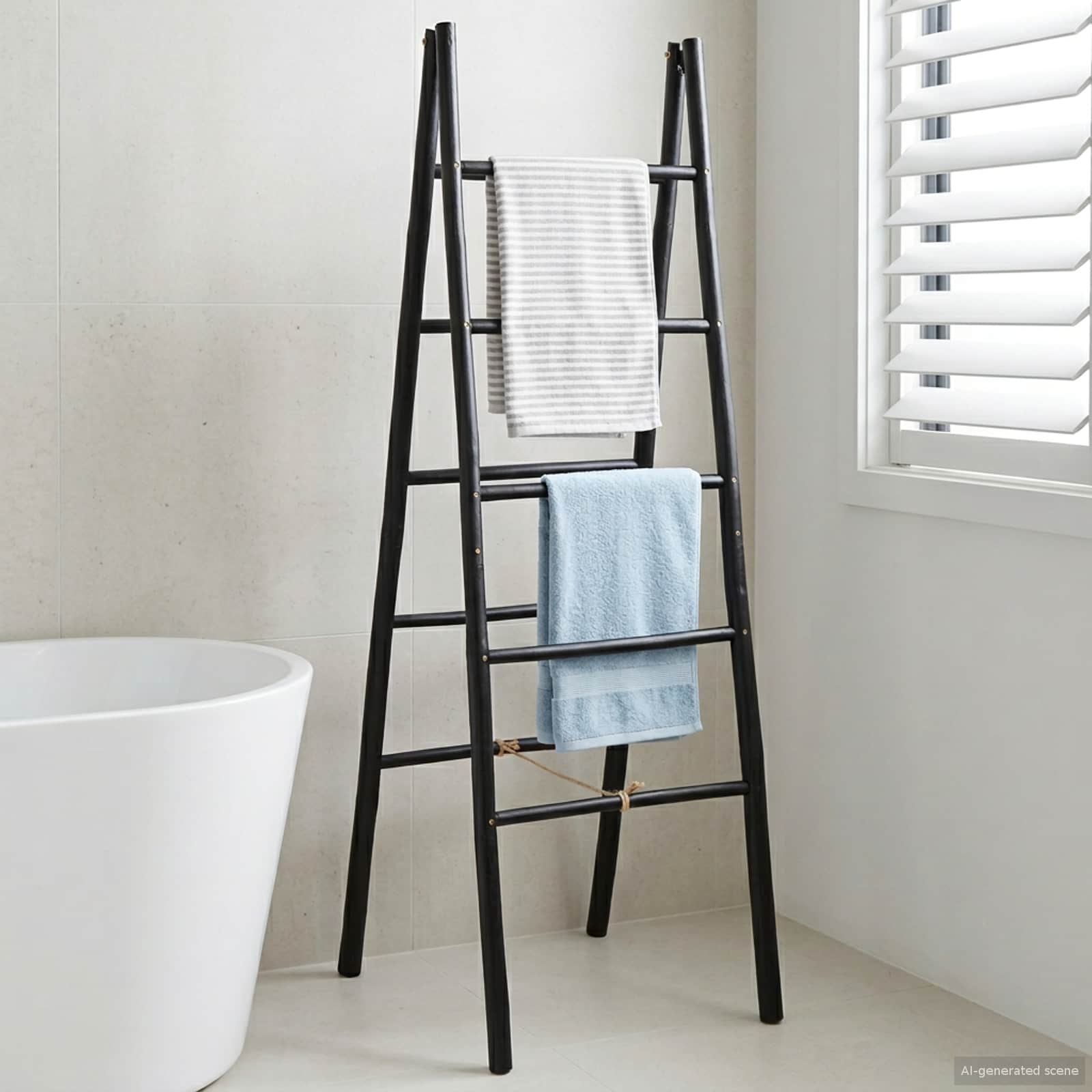Scala per coperte a doppio lato Nero 50 x 50 x 159 cm Bambù