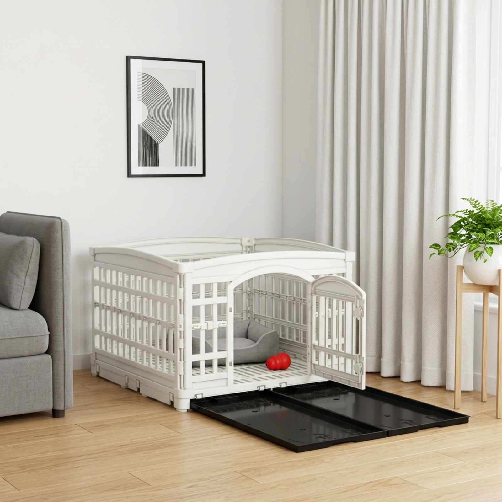 Parco giochi per cani a 4 pannelli 122 x 106,5 x 82 cm Plastica