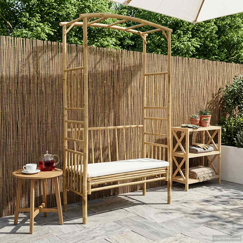 Arco da Giardino con Panchina Bianco Crema 115 x 50 x 205 cm
