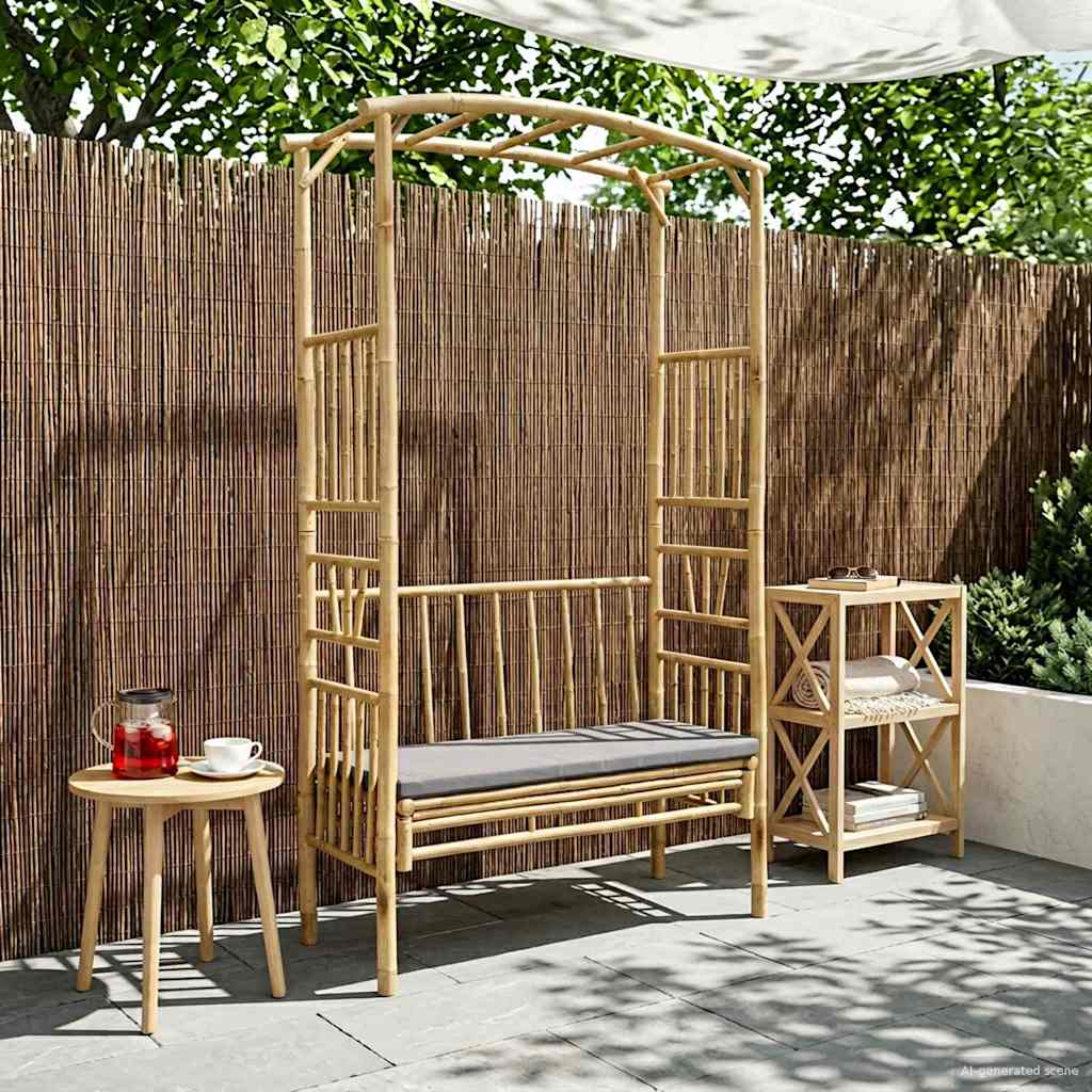 Arco da Giardino con Panchina Grigio Scuro 115 x 50 x 205 cm