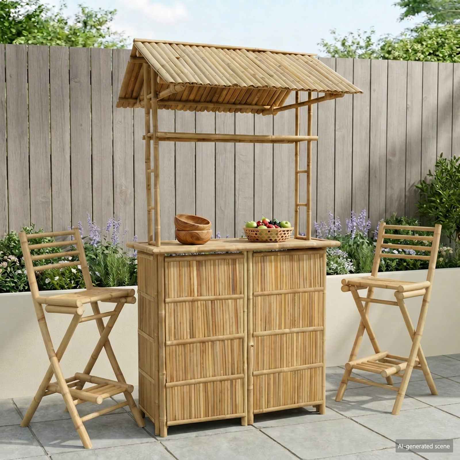 Tavolo da bar da esterno Naturale 115 x 95 x 214 cm Bambù
