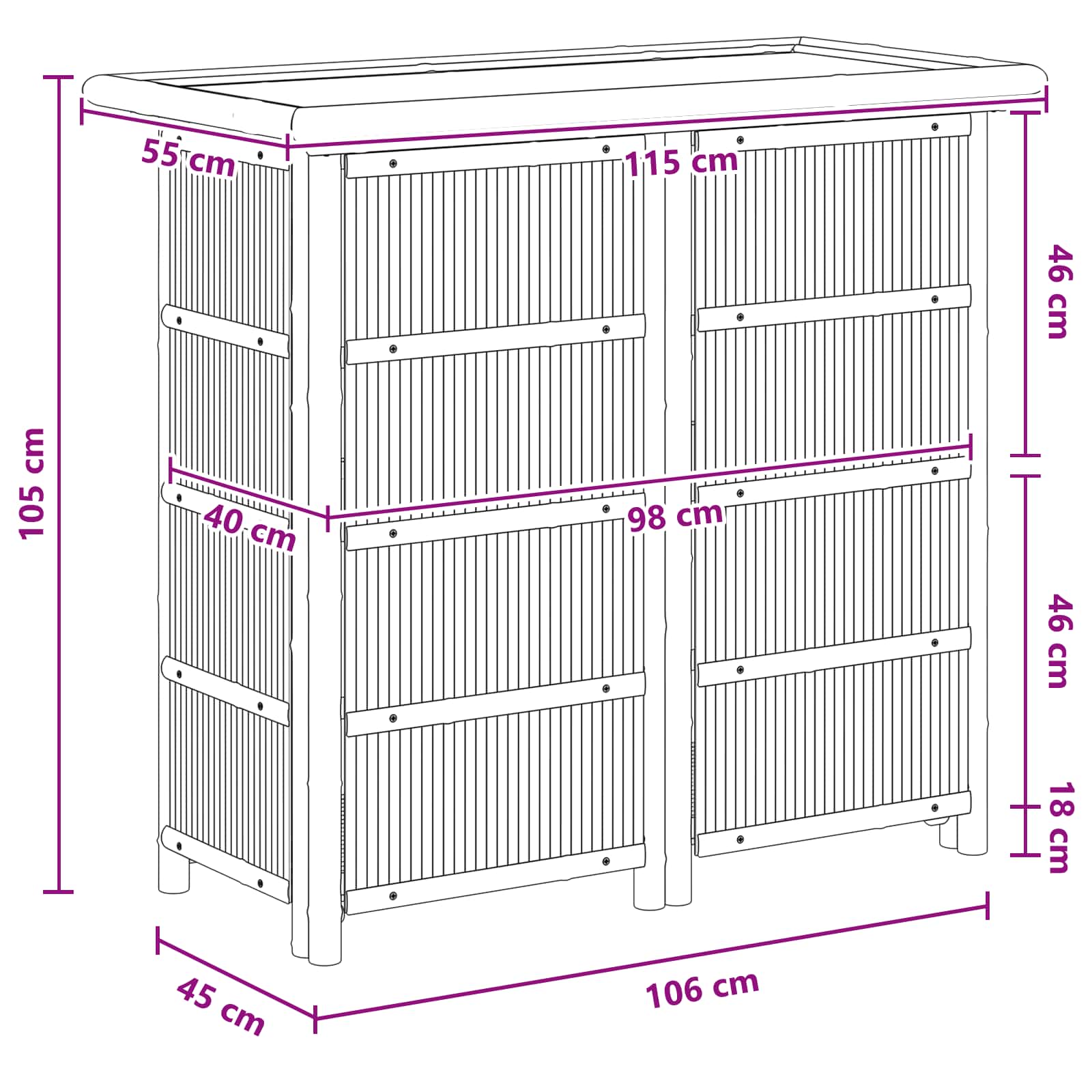 Tavolo da bar da esterno Naturale 115 x 55 x 105 cm Bambù