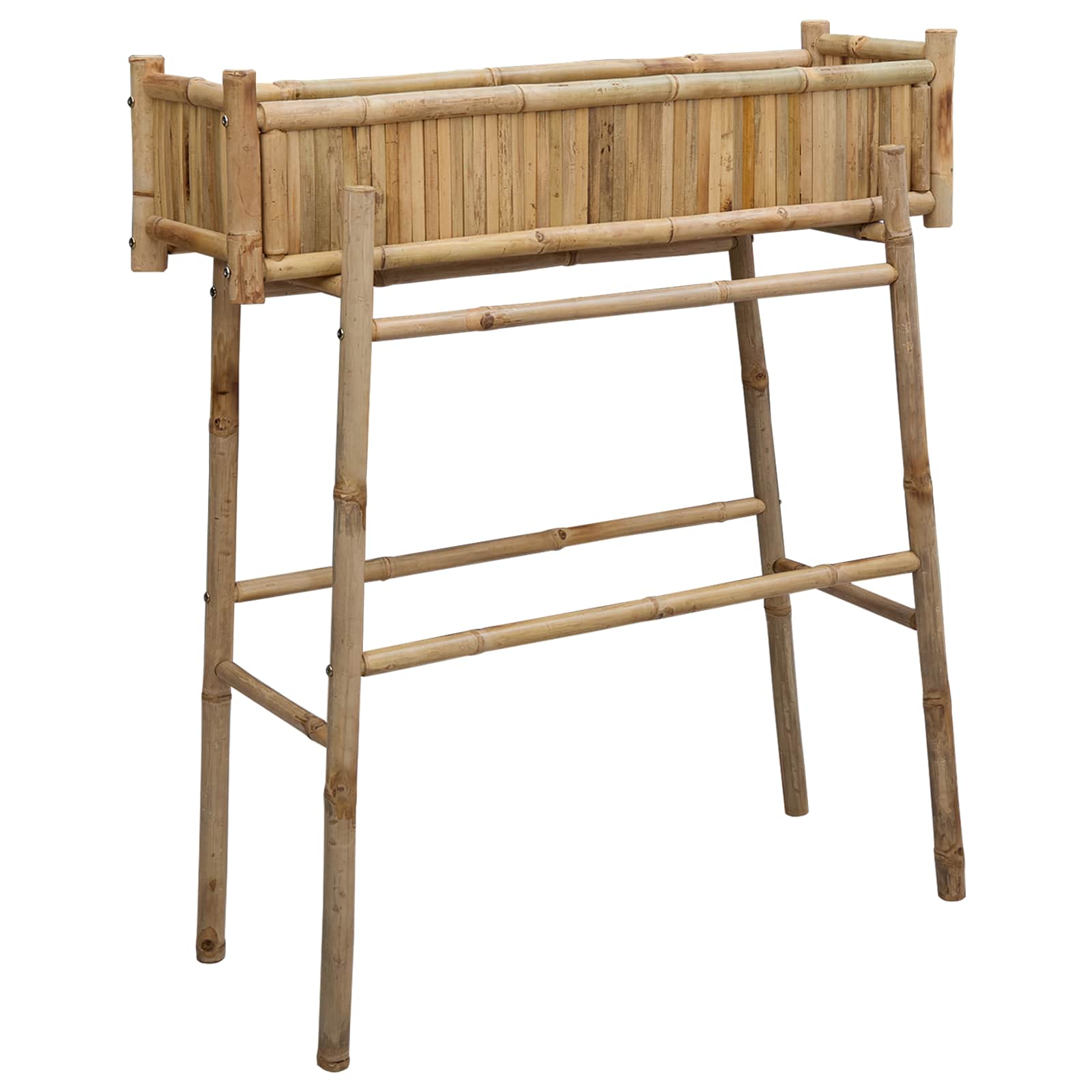 Vaso da Giardino con Supporto Naturale 100 x 38 x 114 cm Bambù