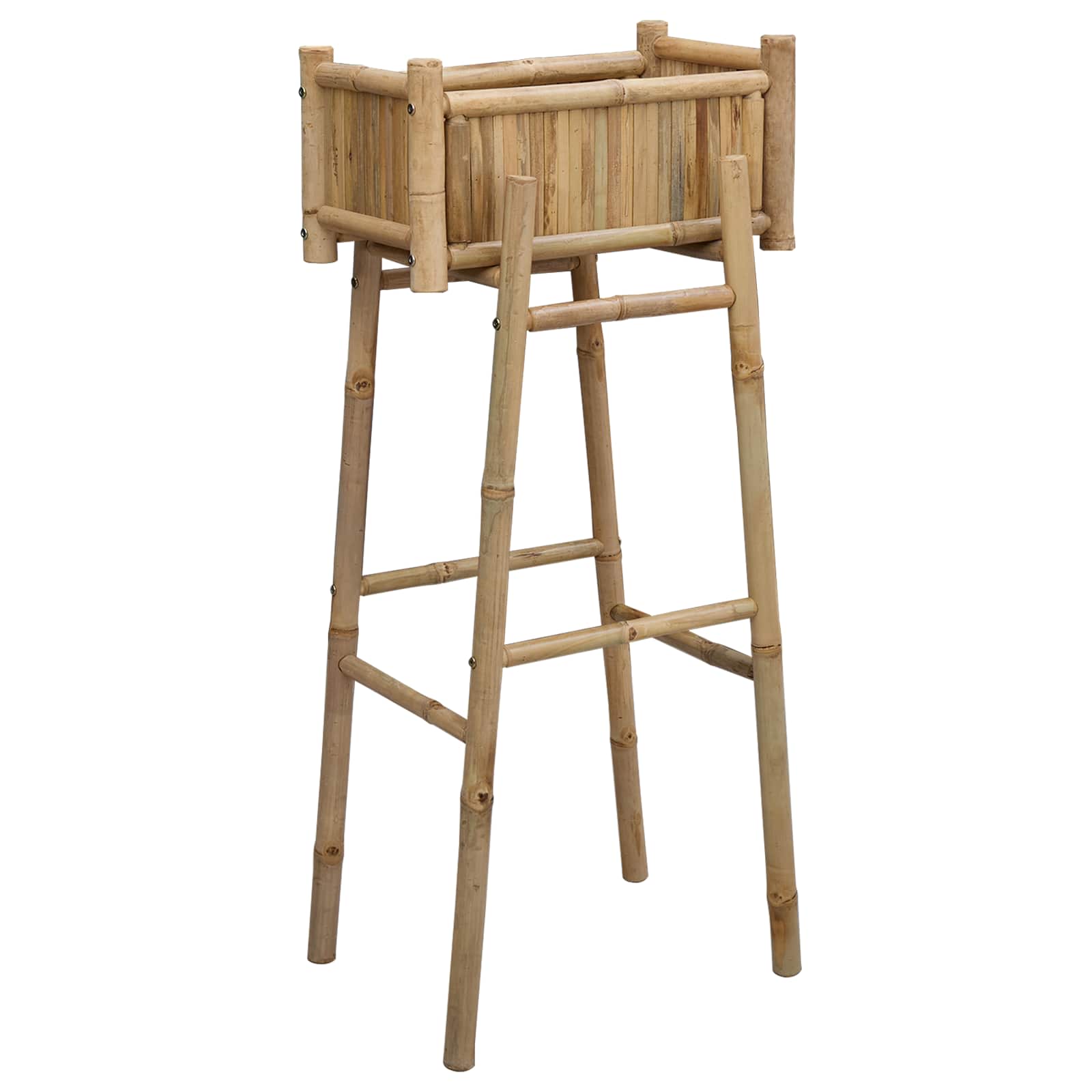 Vaso da Giardino con Supporto Naturale 50 x 38 x 114 cm Bambù