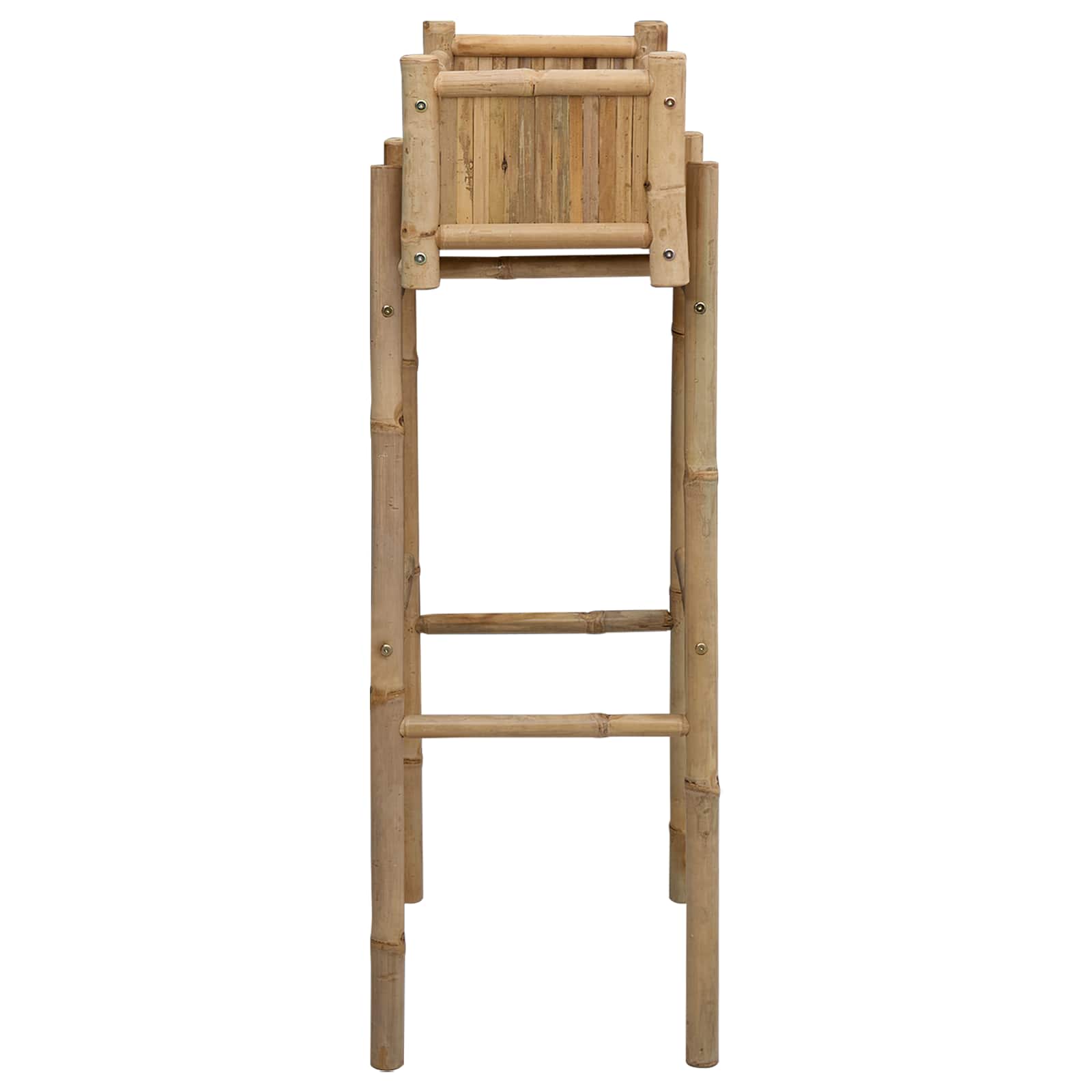 Vaso da Giardino con Supporto Naturale 50 x 38 x 114 cm Bambù
