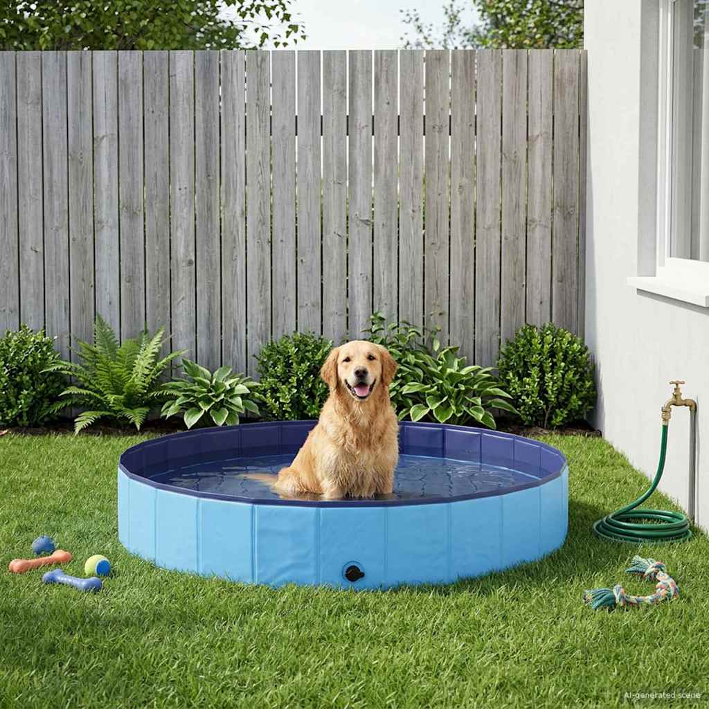 Piscina per Cani Ø200 x 30 cm PVC Spesso Blu