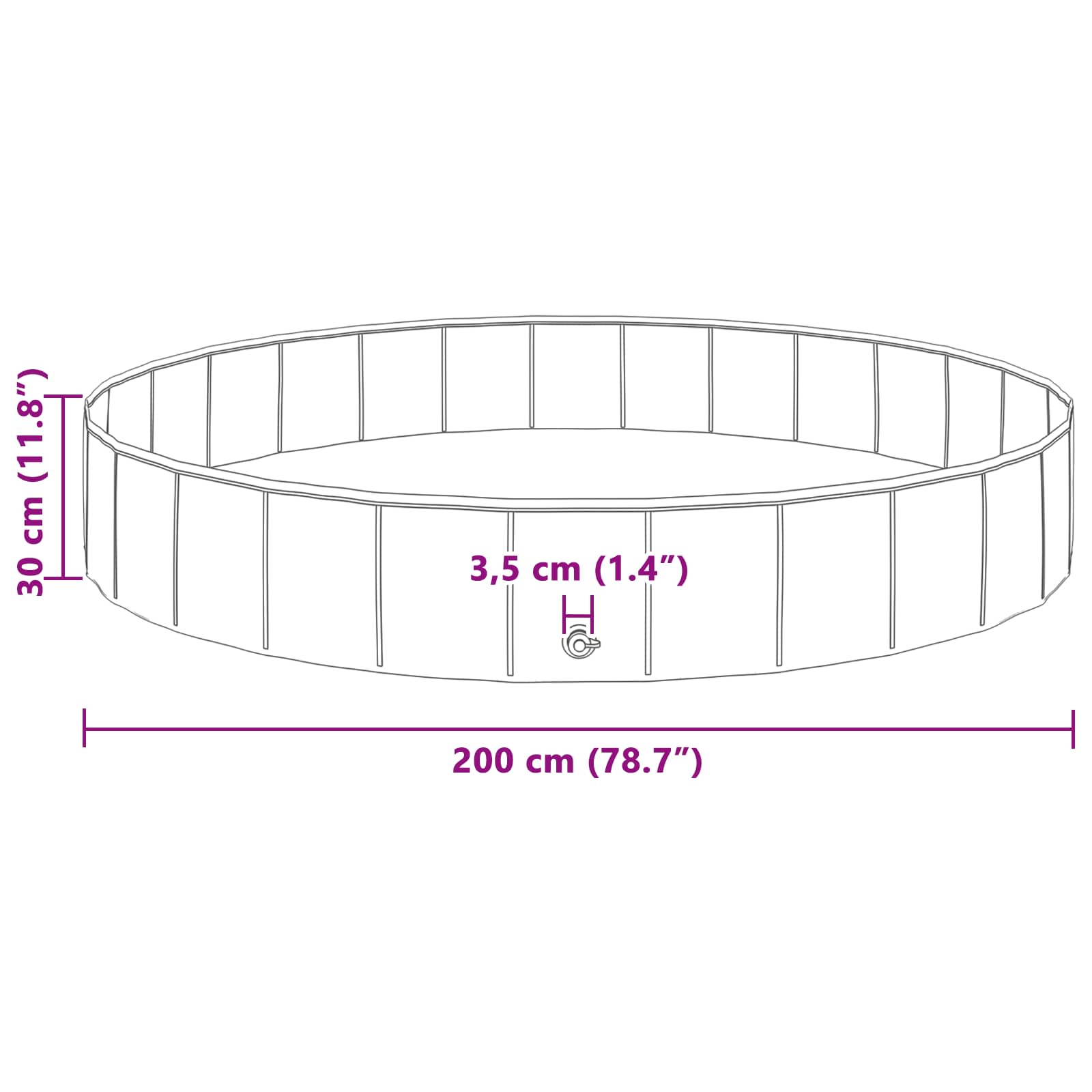 Piscina per Cani Ø200 x 30 cm PVC Spesso Blu