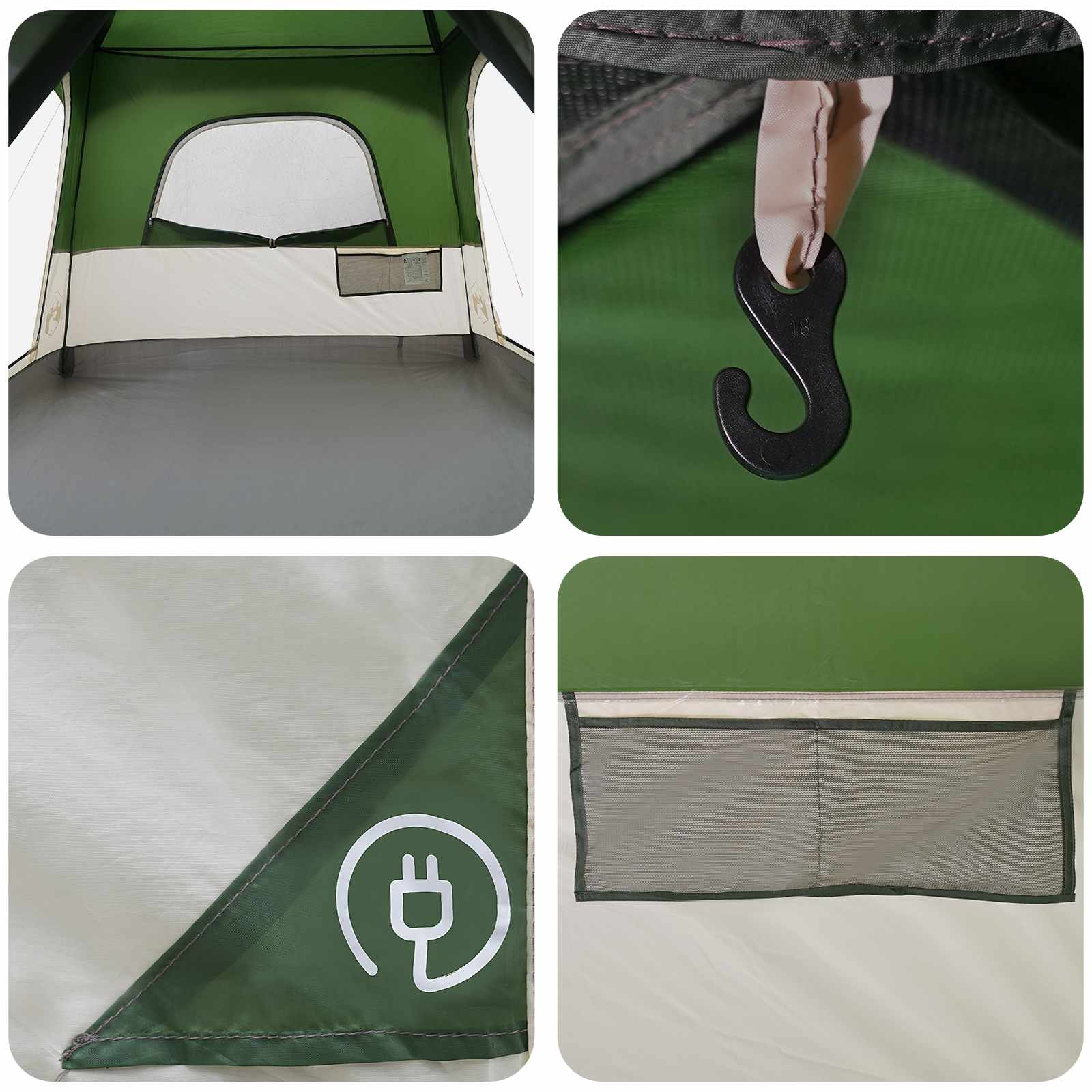 Tenda Familiare 10 persona Verde Poliestere e Acciaio