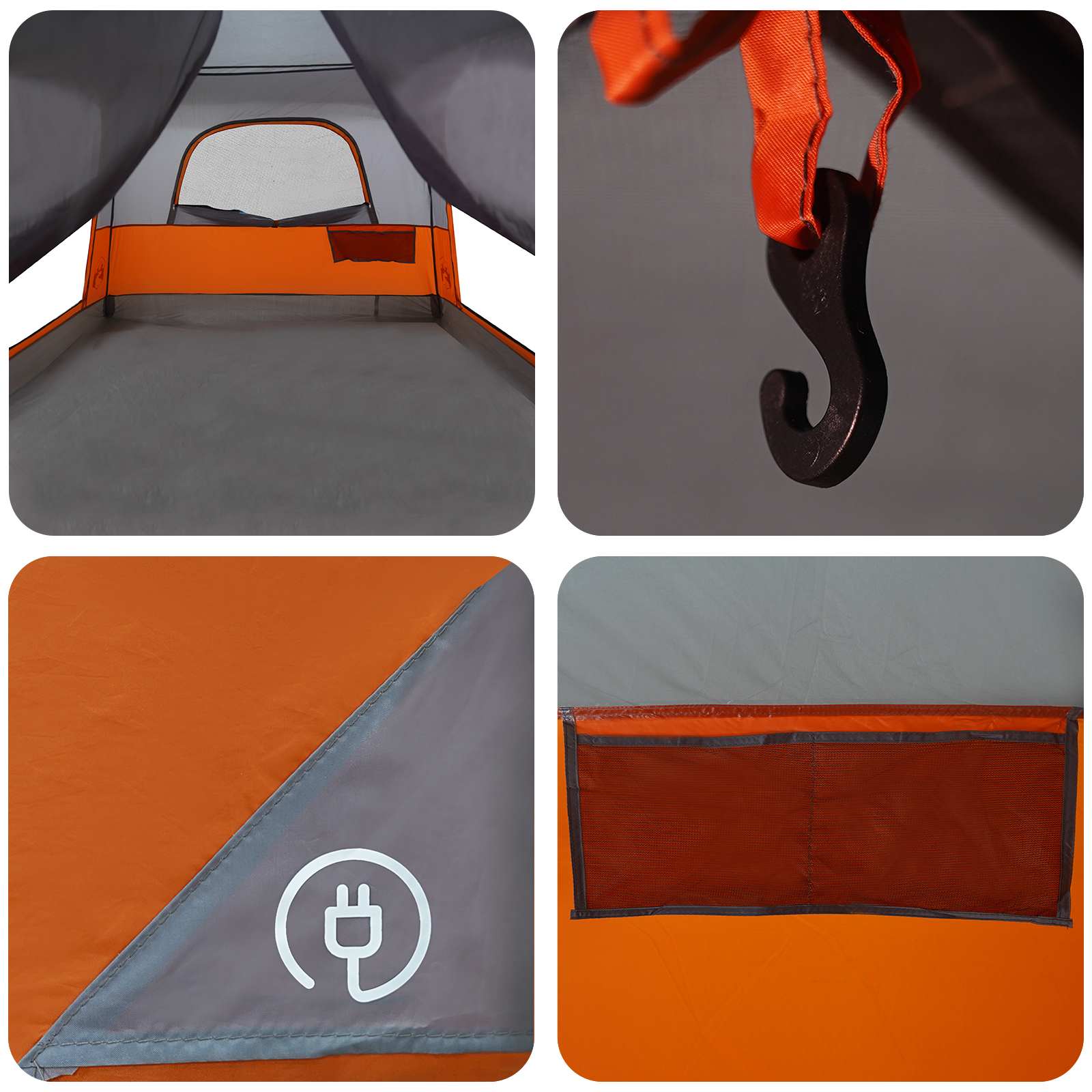 Tenda Familiare 10 persona Grigio e arancione