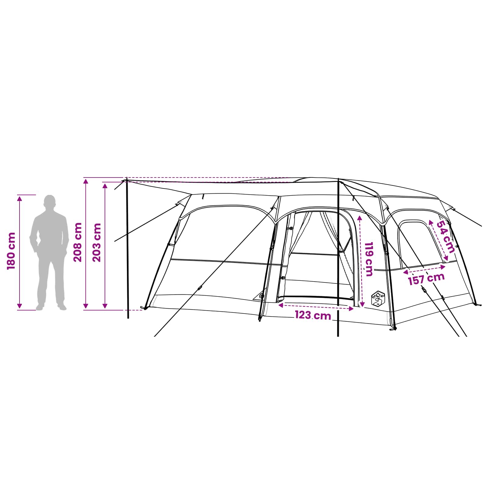 Tenda Familiare 10 persona Verde militare Poliestere e Acciaio