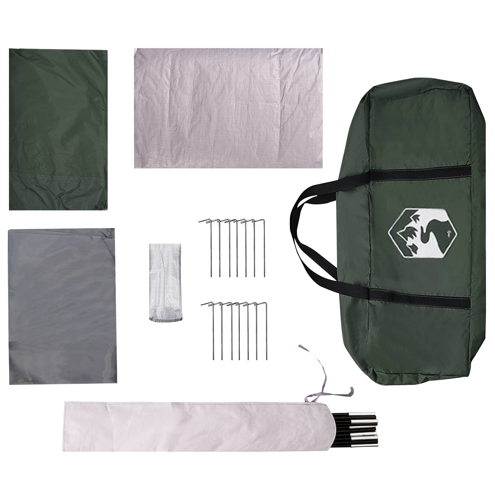 Tenda Familiare 10 persona Verde militare Poliestere e Acciaio