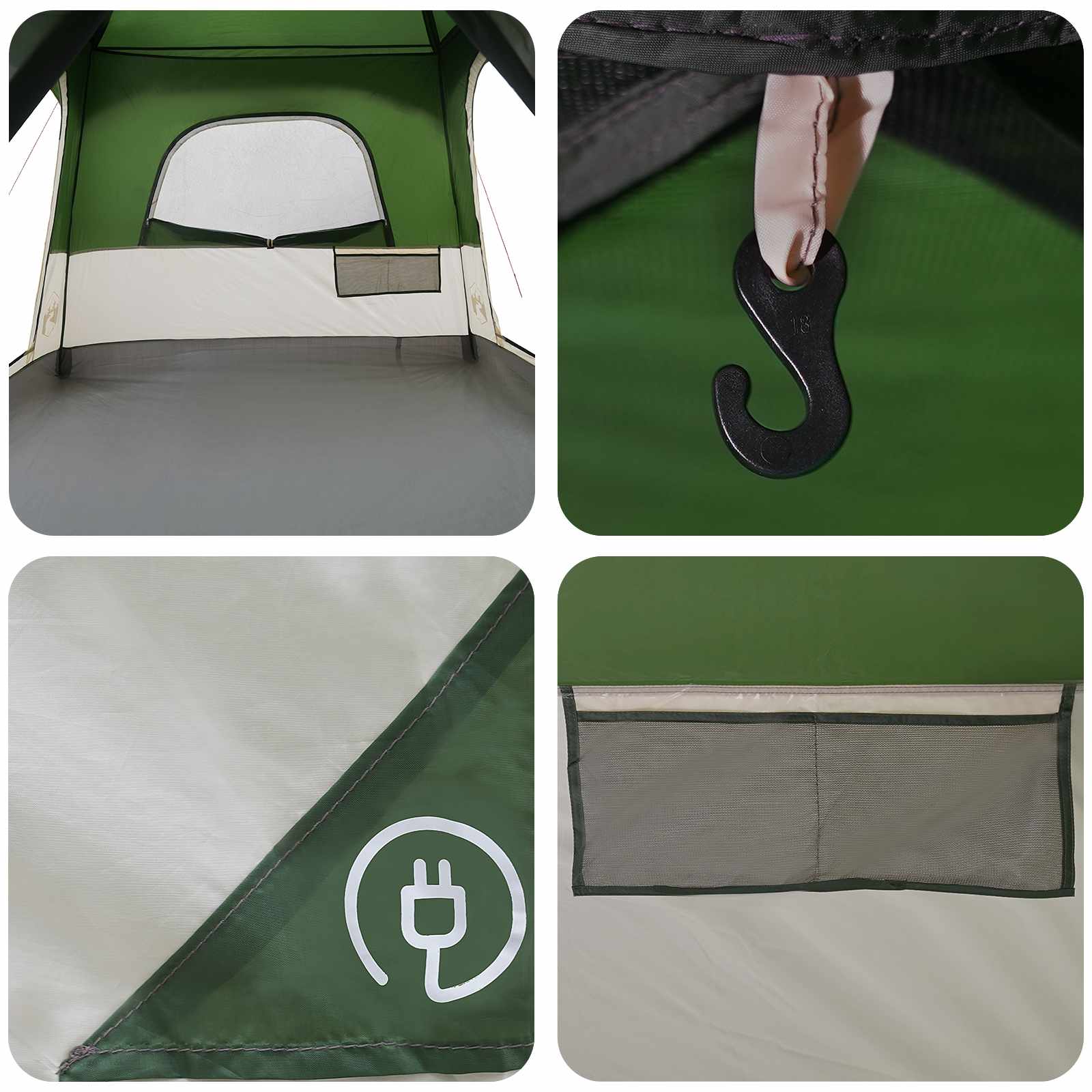 Tenda Familiare 16 persona Verde Poliestere e Acciaio