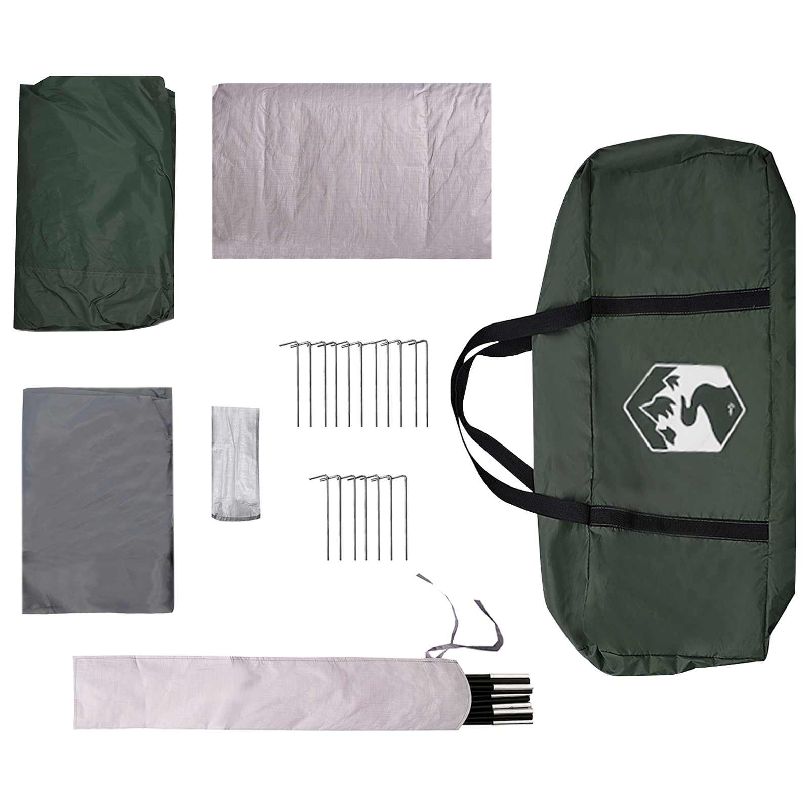 Tenda Familiare 16 persona Verde militare Poliestere e Acciaio