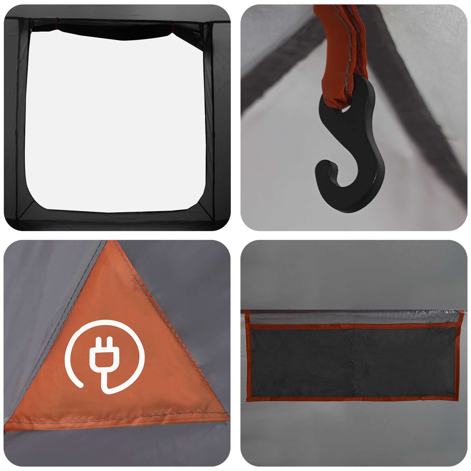 Tenda Capanna 3 persona Grigio e arancione Poliestere