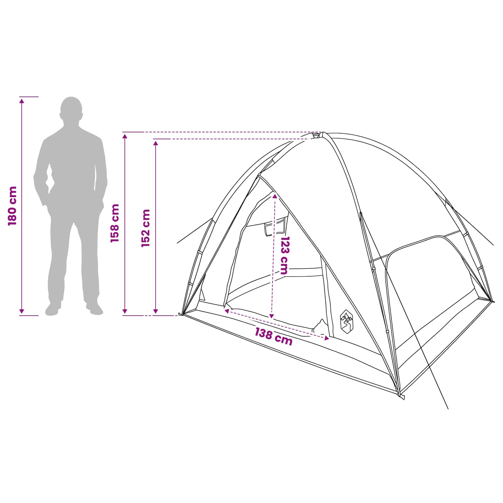 Tenda da campeggio con telo antipioggia impermeabile 3 persona