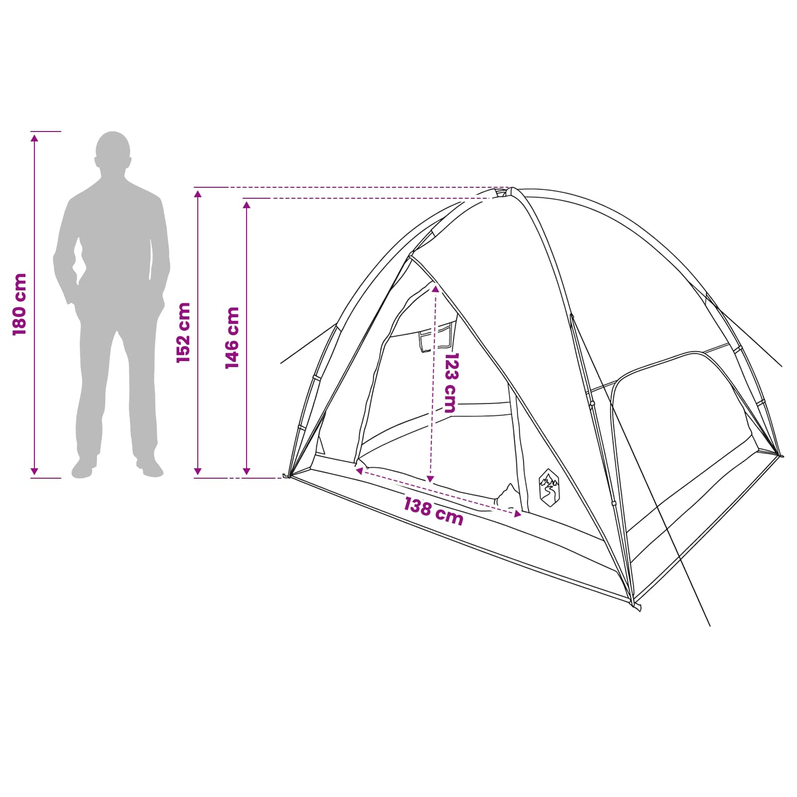 Tenda da campeggio con telo antipioggia impermeabile 3 persona