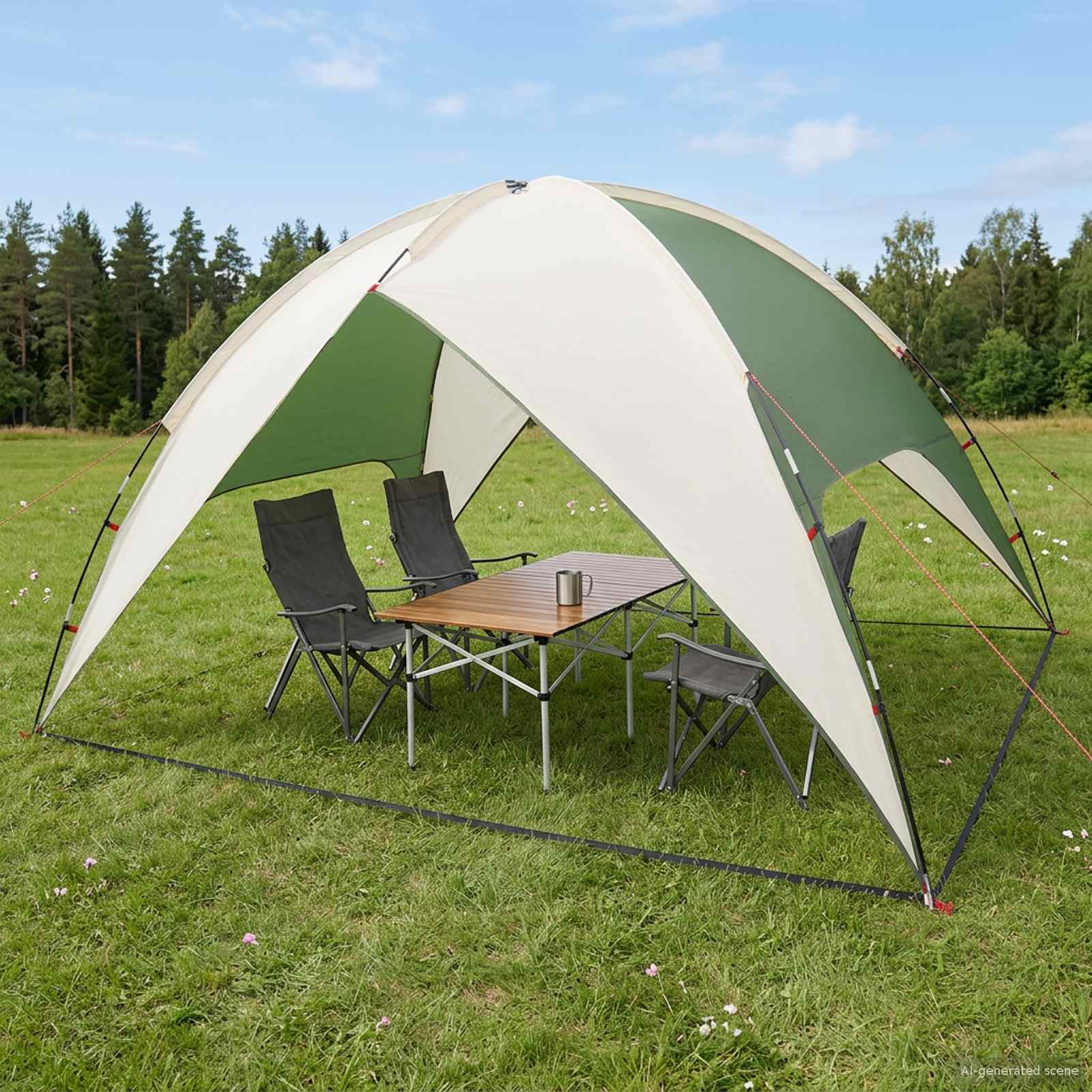 Tenda da campeggio con telo antipioggia impermeabile 4 persona